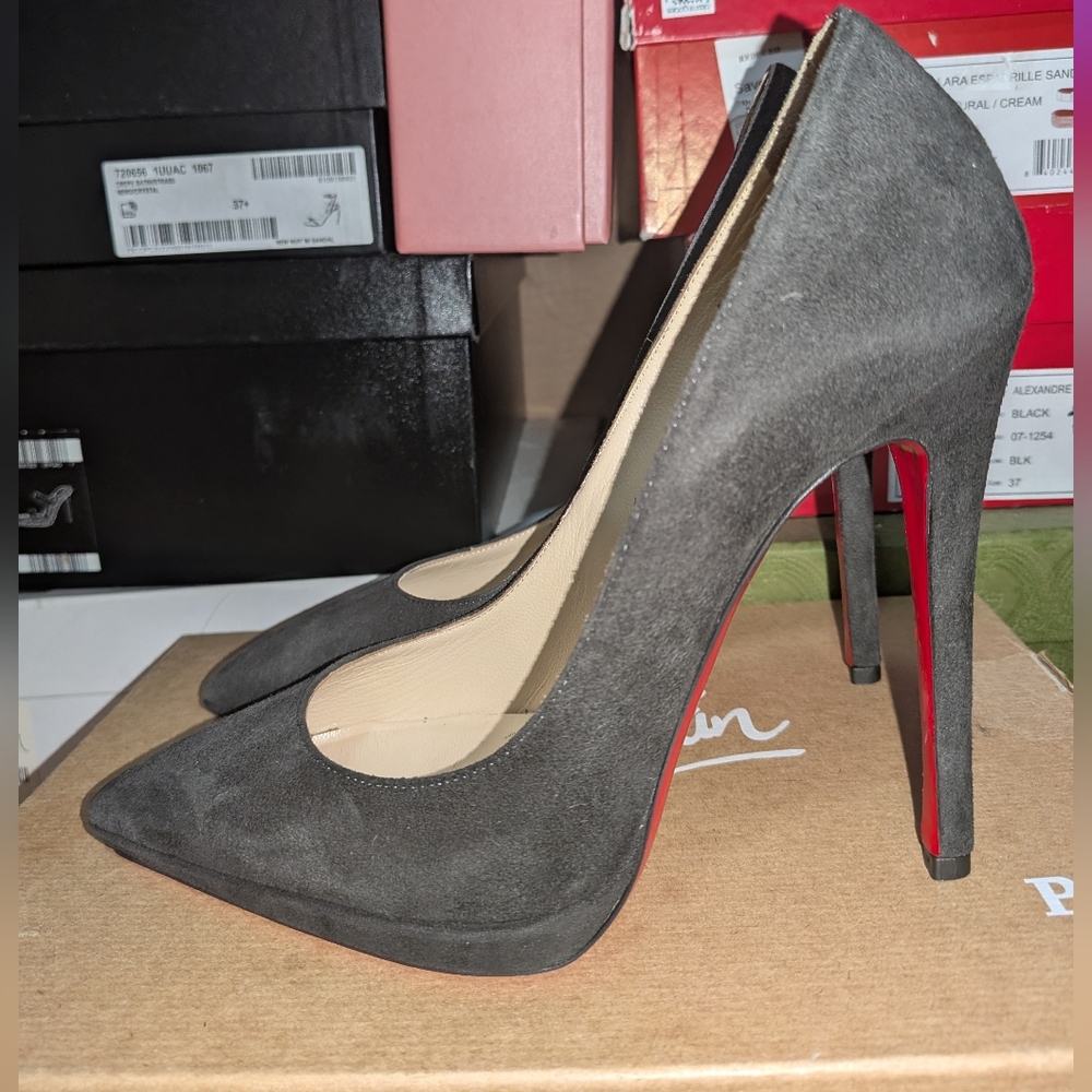 NEW CHRISTIAN LOUBOUTIN PIGALLE PLATO 120 BLACK SUEDE SIZE EU 37 / US 7